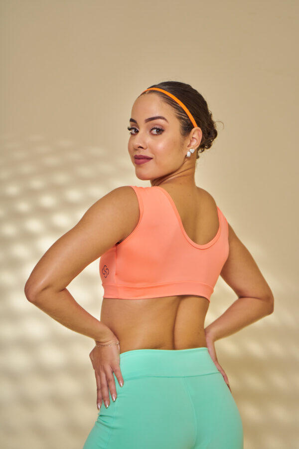 Top Fitness Alça Larga Tangerina - Top Feminino Médio Bojo Removível - Imagem 2