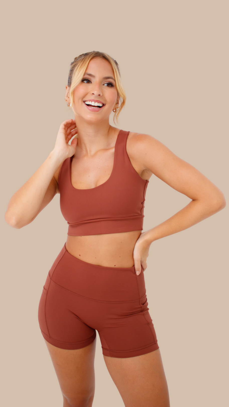 Top Fitness Nadador Marrom - Top Feminino para academia e treino com Bojo Removível