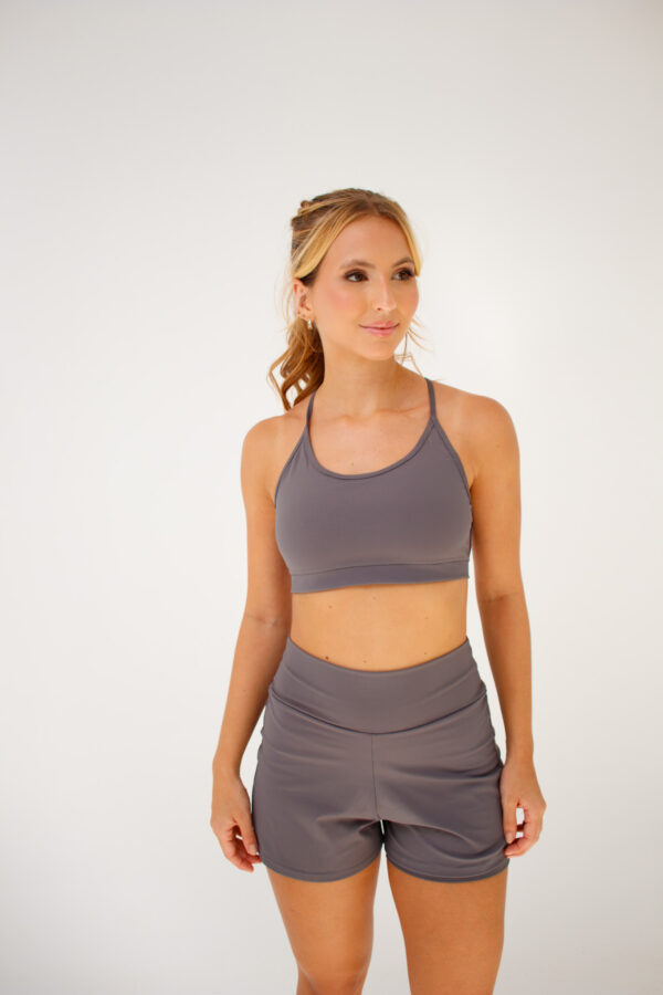 Short Fitness Duplo Cinza - Short Feminino Cintura Alta - Imagem 6